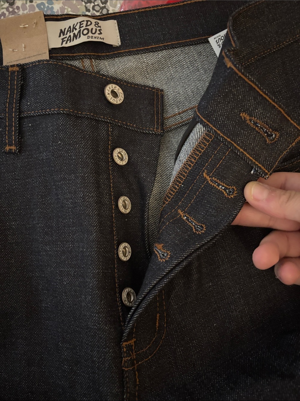 NWT Naked & Famous raw denim, dark wash - Picture 7 of 10